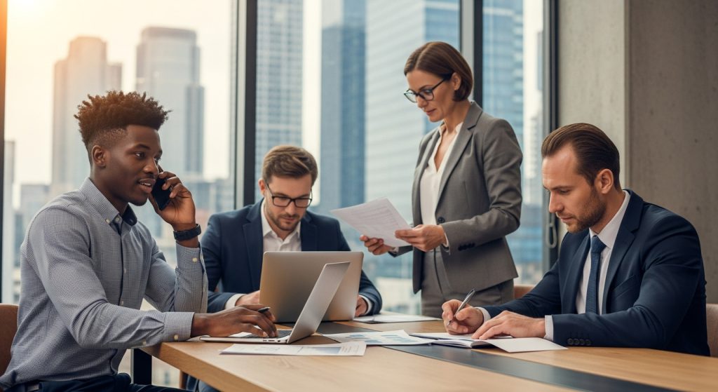 Diverse Business Team Collaborating in Modern Office